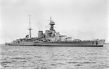 Battlecruiser HMS Hood (PN 51), 1924. British warship that was the largest afloat at the time