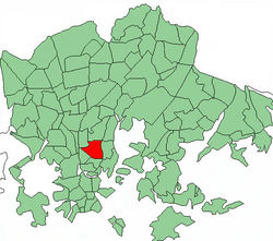 Position of Vallila within Helsinki
