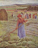 Camille Pissarro, Hay harvest at Eragny-sur-Epte, 1889, oil on canvas, 73 × 60 cm, private collection