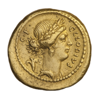 Flora on a gold aureus of 43–39 BCE