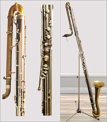 Image of Fritz Wurlitzer's prototype of a German system contrabass clarinet.
