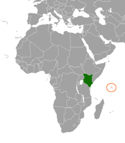 Map indicating locations of Kenya and Seychelles