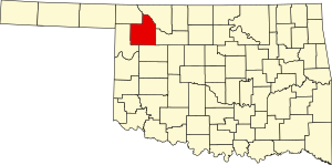 Map of Oklahoma highlighting Woodward County