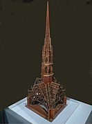 A model showing the wooden framework of the spire
