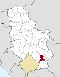 Location of the city of Leskovac within Serbia