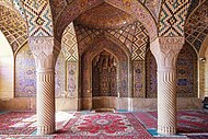 Spiral fluting on columns in the Nasir-ol-molk Mosque in Iran