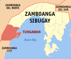 Map of Zamboanga Sibugay with Tungawan highlighted