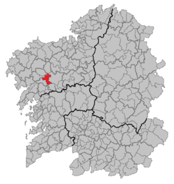 Situation of Ames within Galicia