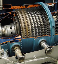 Pratt & Whitney TF30. Early military bypass engine showing two bleed air tubes obstructing airflow in bypass duct