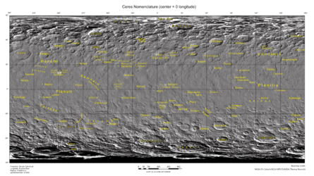 Map of Ceres feature names