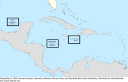 Map of the change to the United States in the Caribbean Sea on September 8, 1879