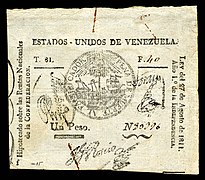 VEN-4-United States of Venezuela (Treasury)-1 peso (1811, First Issue)