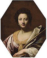 Simon Vouet, Portrait of a Woman, Probably Urulsa da Vezzo, Sister-in-Law of the Artist, as St. Catherine (c. 1620s), private collection
