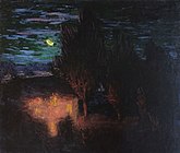 Les Korrigans sous la lune – The dance of the elves of Pont-Aven (Moonlit landscape with tall trees) by Roderic O'Conor, ca. 1898–1900