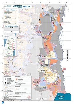 2018 United Nations map of the area, showing the Israeli occupation arrangements in the governorate