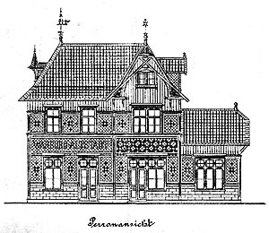 Bahnhof Warburg Altstadt Ansichtsplanung 1888