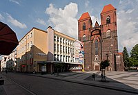 The church and Brzeski Dom Kultury cultural centre