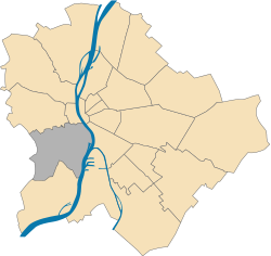 Location of District XI in Budapest (shown in grey)
