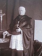 Benedictine archabbot Schober in prelatial dress with cappa magna.