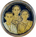 A gold glass portrait of a Roman family, most likely from Roman Egypt, 3rd century AD[8][9]