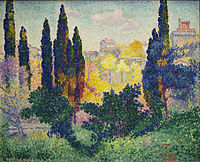 Henri-Edmond Cross, Les cyprès à Cagnes, 1908, oil on canvas, 81 x 100 cm, Musée d'Orsay, Paris
