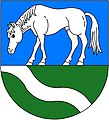 Arms of Hranice, Cheb District, Czech Republic, featuring a horse pascuant argent