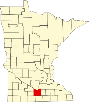 Map of Minnesota highlighting Blue Earth County