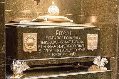 (On the right) Portuguese coat of arms on the tomb of Emperor Pedro I at São Paulo, Brazil