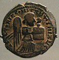 Coin of Kara Arslan, no date, mint of Amid, with Roman winged victory holding a book. British Museum.