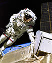 Jerry Ross during one of the first spacewalks that began assembly of the International Space Station
