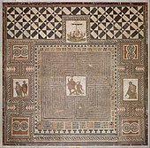The Theseus Mosaic; 300-400 AD; marble and limestone pebbles; 4.1 x 4.2 m; Kunsthistorisches Museum (Vienna, Austria)