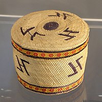 Trinket Basket, Makah people, Northwest Washington, late 19th to early 20th century, twined and plaited bear grass, sedge, cedar bark
