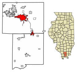 Location of Marion in Williamson County Illinois