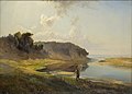 Landschaft mit Fluss und Angler. 1859