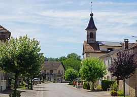The bell tower and surroundings in Éhuns