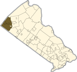 Location of Milford Township in Bucks County