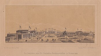 Der Festplatz des Bundesschießens. Lithographie, Bremen 1865 (Focke-Museum Bremen)