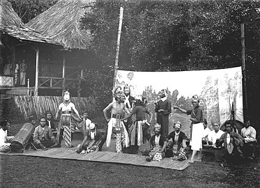 Wayang wong performance accompanied by Gamelan in Java, between 1890 and 1916.