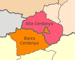 Map showing Upper Cerdanya and Lower Cerdanya