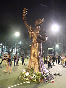 A Goddess of Democracy statue in a different pose, in Hong Kong at the 21st anniversary of the Tiananmen protests of 1989