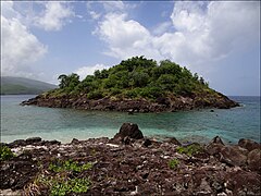 Die Îlets de Pigeon im Reservat Coustau (Réserve Cousteau) im Nationalpark Parc National de la Guadeloupe, Bouillante, auf Basse-Terre