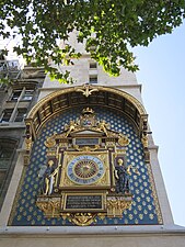 The first clock was installed on the tower of the Horloge in 1370. The current clock is modern.