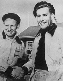 Jack Cropp (links) mit Peter Mander (rechts), 1956