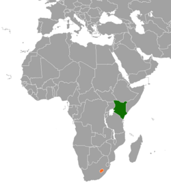 Map indicating locations of Kenya and Lesotho
