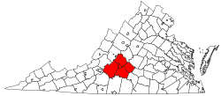 Location of the Lynchburg Metropolitan Statistical Area in Virginia