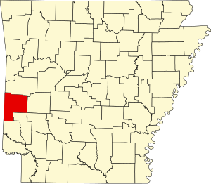 Map of Arkansas highlighting Polk County