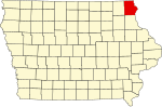 State map highlighting Allamakee County