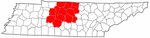 Map of the Nashville Metropolitan area