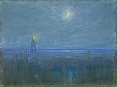 1895. Marshes in New Jersey; possibly the "pastel of New Jersey coast by moonlight" exhibited at the 1895 Salon with The Young Sabot Maker.[51]