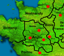 Colour map of Northern France in the 1100s